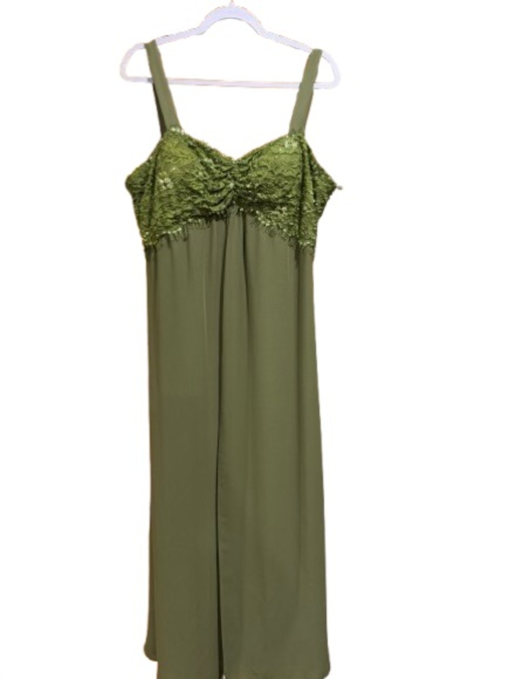May Queen Olive Green Lace Dress